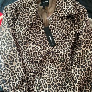 Fashion Nova Leopard Print Trench Coat